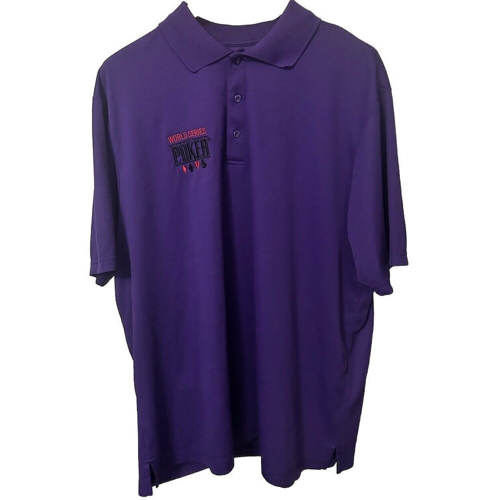 World Series of Poker Men's XXL Purple Embroidered WSOP Logo Polo Shirt